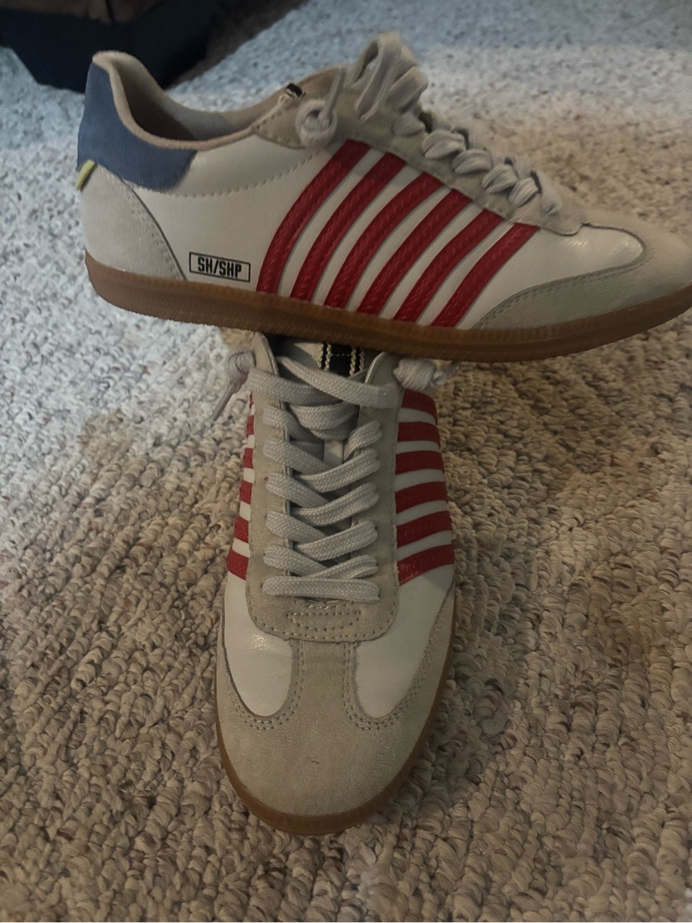ShuShop Beige and Red Stripe Women’s Sneakers